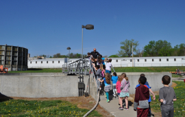 children tour the Leavenworth Wastewater Treatment plant