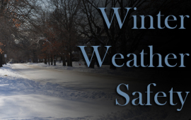 Snow photo with text winter weather safety