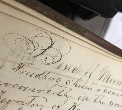 beautiful handwriting from historic bookkeeping in vaults of the city clerk's office
