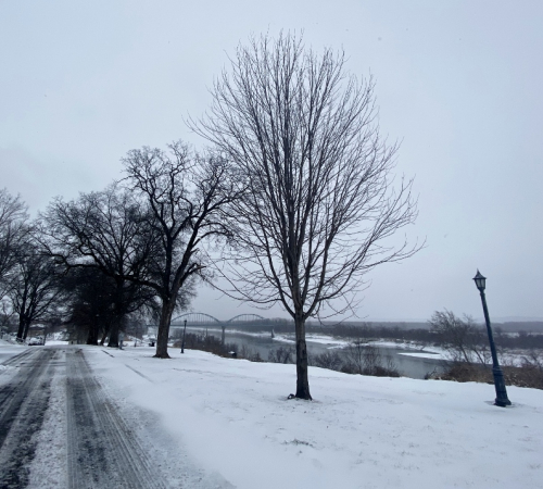 snowy road in winter