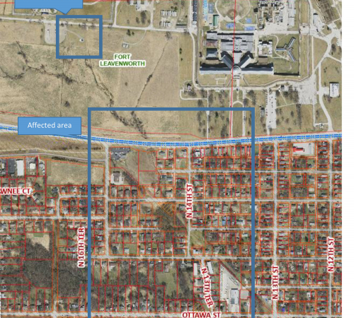 Map of affected area - description in body of text