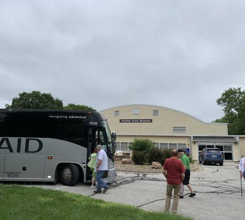 Tour bus in front of the Frontier Army Museum 