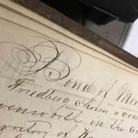 beautiful handwriting from historic bookkeeping in vaults of the city clerk's office