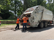 City crews working from a trash truck