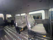 Seats inside the Ride LV van are bucket seats, meaning separate seats. There are separate seat belts and USB port chargers