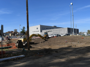 Street view of construction at 2nd & Chestnut