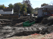 Backyard view of storm water replacement at 2nd & Chestnut