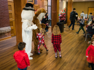Snowman and Reindeer at Breakfast with Santa