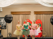 Three Ballet Dancers at Breakfast with Santa