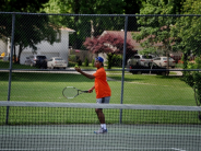 Tennis player at David Brewer tennis courts